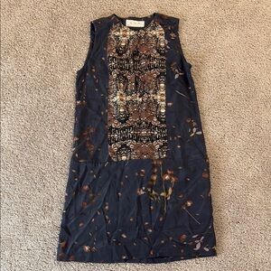 A.L.C. Sera Tux Dress | 100% Silk Sleeveless Tunic | Navy Flower | Size 0